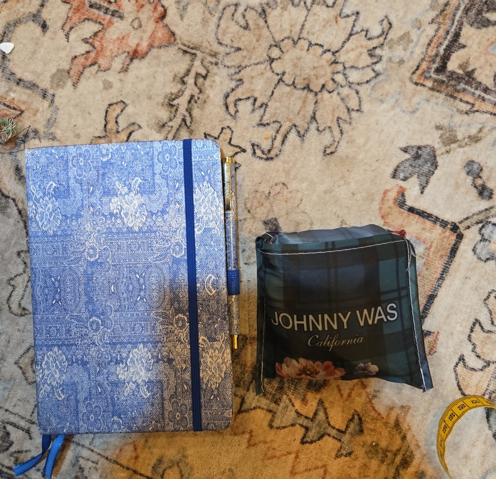 Johnny Was Blue Journal & Sold Out Foldable Tote